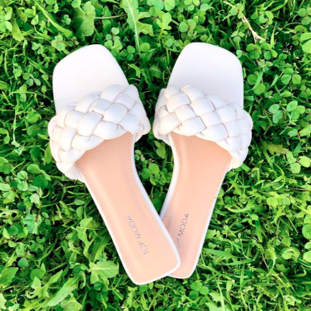 ❤️HP! SALE! Ivory Vegan Leather Braided Sandals